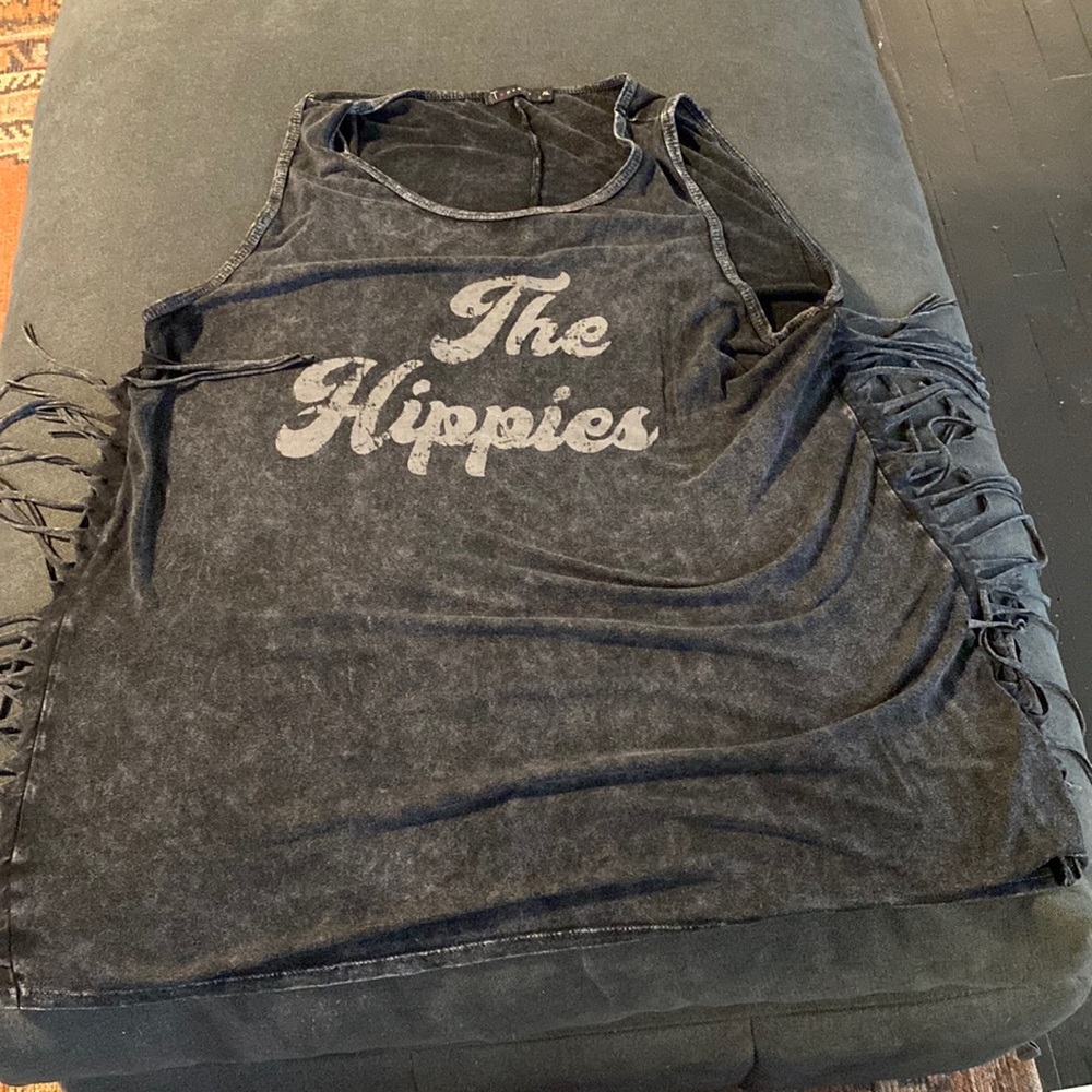 Womens TParty xl tank with fringe. “The Hippies”
